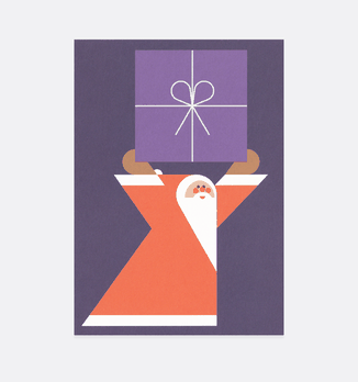Postkarte Weihnachten Weihnachtsmann Geschenk . Julia Matzke . Illustration . Bilder für Kinder