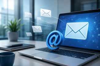 Moderne Büroumgebung mit E-Mail-Thema