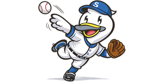遠投する野球の白鳥ピッチャー