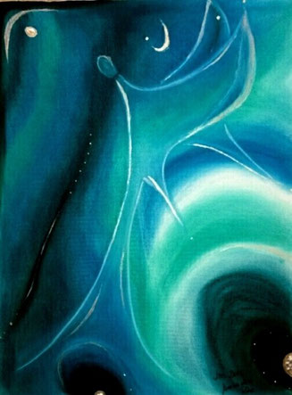 Pastellbild Engel Ebgel der Bewegung gemalt mit Pastellkreide