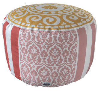 Bodenkissen hoehe 45 cm durchmesser 50 cm  grafische muster in 3 farben rot rosa senfgelb für wohnzimmer