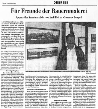 Volksfreund, 11.2.2000, "Für Freunde der Bauernmalerei"