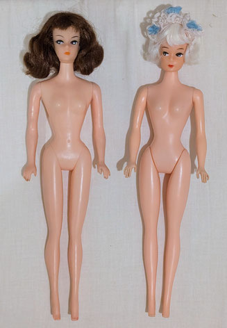 Comparison between the 999 Petra (left) and the first no bellybutton Petra (right)