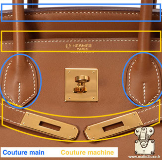 sac hermes et secret de fabrication, reconnaitre un faux sac grâce a ses coutures Birkin 