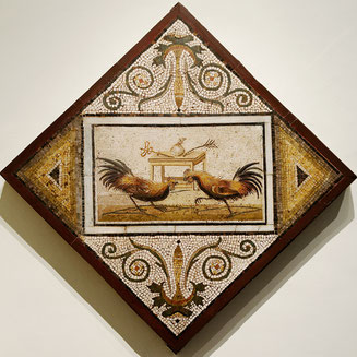 Roman mosaic of cockfighting barbara leigh folk art article