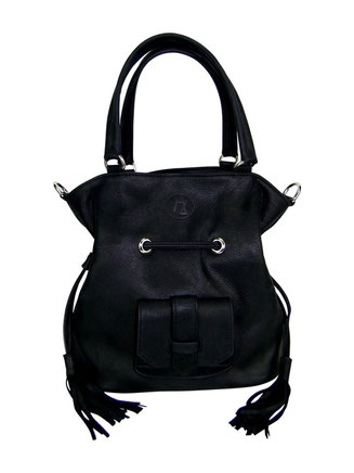 sac seau cuir noir, maroquinerie artisanale, made in france, sac bourse