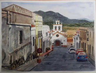 Ermita de Santa Justa y Rufina. Nogales.  Acuarela en papel Royal Talens de Van Gogh de 200 gramos 24 x 32