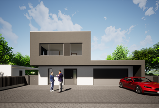 Architektur Modern Satteldach Grundrisse Visualisierung