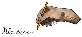 Copyright & Design by Pelz Kreativ 2024 - Schreibende Hand mit Stift, gezeichnet von Emil Pelz