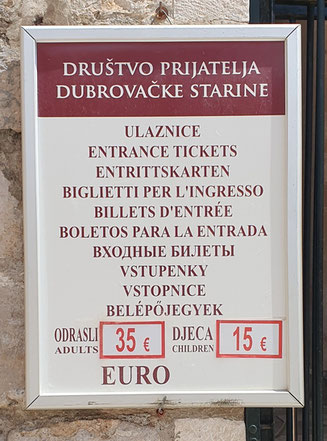 Preisschild beim Pilo Tor