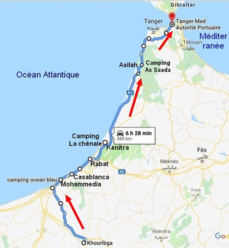 Khouribga-Tanger Med : environ 500 km