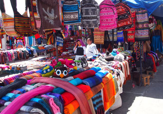 Handicraft market at the plaza de ponchos