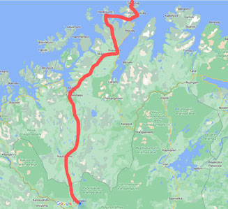 Mein Weg vom Nordkap nach Hetta.