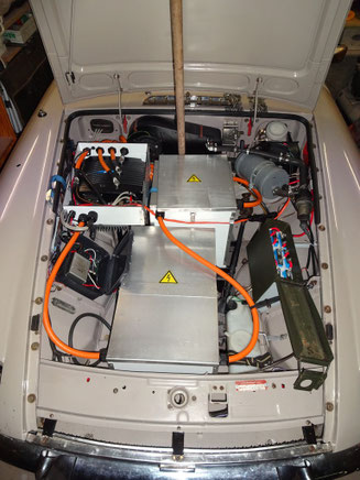a view into the engine bay, or should I say battery/electrics bay?
