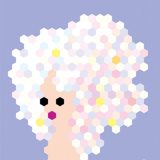 NFTアート、女性イラスト、ドット絵、ハニカムアート、六角形