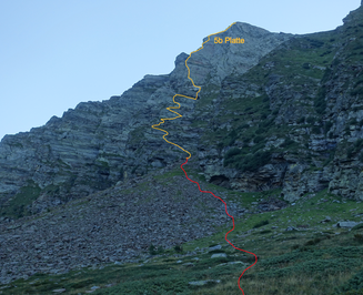 Verzasca, Via alta della Verzasca, Poncione Rosso, Westrampe, Topo, Routenverlauf, Westwand, Westwandrampe, Capanna Cornavosa, Capanna Fümegna, Lodrino, Lavertezzo