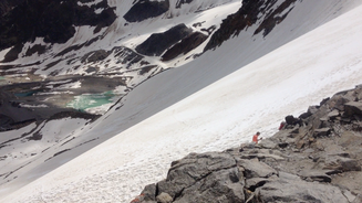 Gletscher Schnee Skipiste Braunschweiger Hütte Alpen Österreich E5 Zwieselstein Sonneck