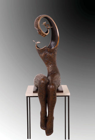 La dame aux papillons, bronze sculpture Jean-Louis Landraud