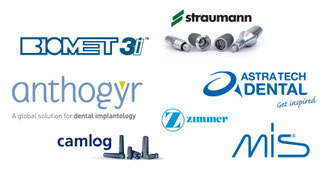 Straumann, Zimmer, Astra Tech, Anthogyr,Biomet 3I, Camlog, Mis