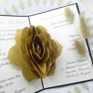 Faire-part de mariage 3D la Rose