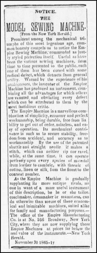 November 1865 - 536 Broadway N.Y.