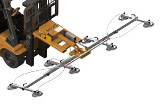 Finken Vakuum Hebegerät zum Anbau an Gabelstapler, mit Funkfernsteuerung und eigener Energieversorgung, Schwenkvorrichtung elektrisch, Traglast 500 Kg