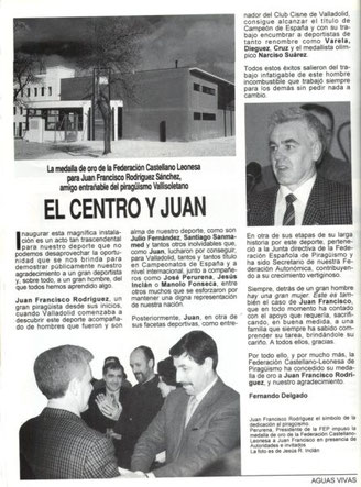 JUAN FRANCISO MEDALLA DE ORO DE LA FCYLP . AGUAS VIVAS 1996