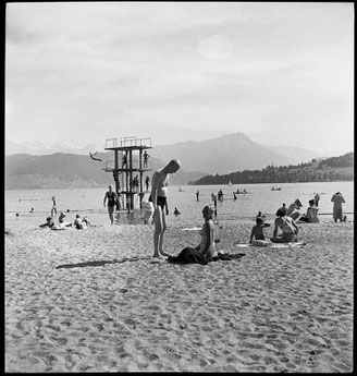 Der Dirigent Kurt Furtwängler im Lido 1948, Foto Max A. Wyss,