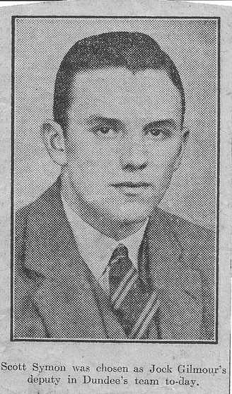 A press photo of Scot early in his professional football career, when the press hadn't got used to the preferred spelling of his name