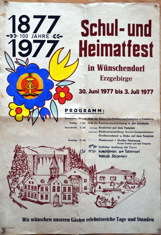Bild: Wünschendorf Erzgebirge Plakat zu Schulfest 1977