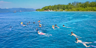 Snorkeling on the sea of Gili Islands