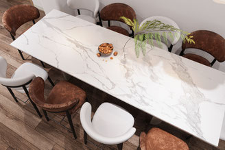 Marmor Esstischplatte Bianco Carrara poliert