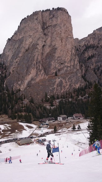 Riesentorlauf Zielhang in Wolkenstein