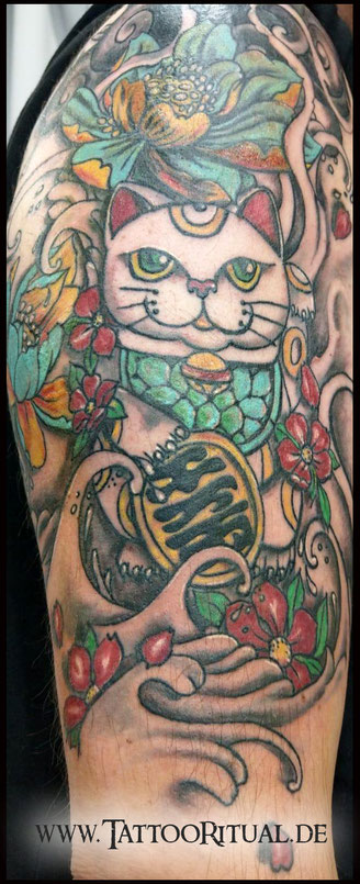 Tattoo asitisch Katze, Tattoo Rostock, TattooRitual, Tattoostudio Rostock