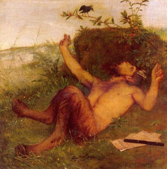 Faun einer Amsel zupfeifend, Arnold Böcklin