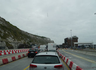 Schon fast auf dem Fährgelände von Dover angelangt