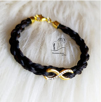 Pferdehaar Armband Infinity/ Unendlichkeitszeichen Gold
