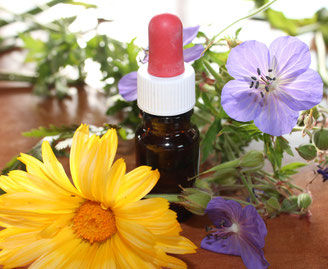 Fläschchen mit Blumen