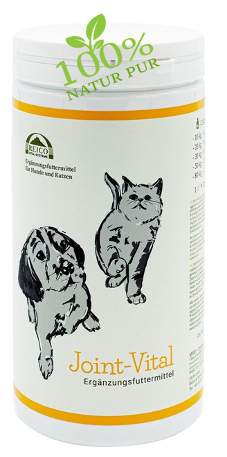 Joint-Vital ist eine Mischung aus Muschelfleisch, Algen, Wildlachs, Vitaminen, Kräutern und CBD-Öl, die gezielt für die Erhaltung des gesamten Bewegungsapparats für Hunde und Katzen entwickelt wurde.