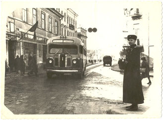 Vilnius.  Stotis-Žverynas (be užrašų). Apie 1949m./ Public transport Station-Žvėrynas. Photo by unknown