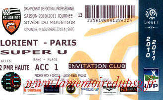 Ticket  Lorient-PSG  2010-11