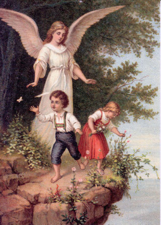 Historische Ansichtskarte „Der Heilige Schutzengel“ um 1890 (Deutsches Schutzengel-Museum, Bretten)