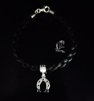 Pferdehaarschmuck- Armband mit Hufeisen in 925 Silber, GOLD, Rose