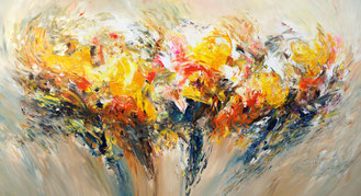 Sunny Nature XXL 1: ein strahlend gelbes Gemälde mit den Maßen 200 x 110 cm