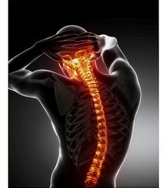 Back pain image showing the spine in red to highlight the pain