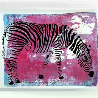 Ein Zebra im Druckgrafik-Workshop in der Craftschöpferey Nähe Bremen und Oldenburg.