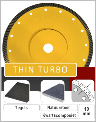 Prodito Flat turbo zaagblad 125mm en 230mm met diagrid inline diamanttechnologie gecombineerd met een low profile turbo segment voor het zagen in beton en gewapend beton