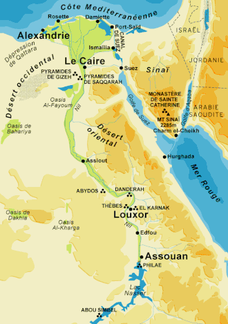 Carte de l'Egypte ancienne - Egypte pharaonique