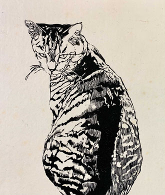 「寅ねこ」　 木版画 　430×170mm 　 ¥44,000(税込)
