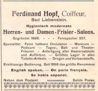 Anzeige Juli 1914, Sanitätskolonne und 1.Hilfsmeldestelle sind weitere Merkmale, die im Telfonbuch von 1912 vermerkt worden waren - Archiv W.Malek